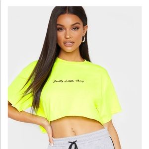 PrettyLittleThing cropped neon shirt